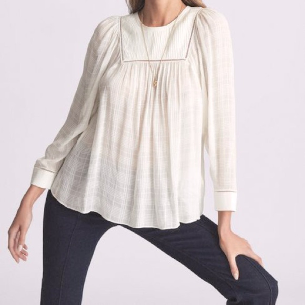 NWT Reiss Marcia ladder insert long sleeve blouse size 10